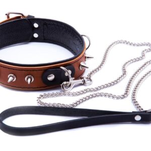 Wiązania-WHIPS obroża niewolnika ze smyczą, koniakowa