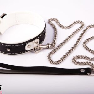 Wiązania - WHIPS Obroża damska ze smyczą, biała