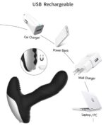 Wibrujący Masażer Prostaty Silicone Massager USB 7 Function + Pulsator / Heating BLACK