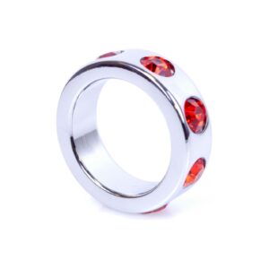 Pierścień-Metal Cock Ring with Red Diamonds Small