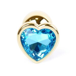 Plug-Jewellery Gold  Heart PLUG- Light Blue