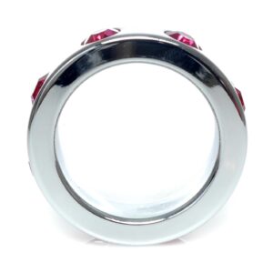 Pierścień-Metal Cock Ring with Pink Diamonds Medium
