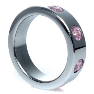 Pierścień-Metal Cock Ring with Rose Diamonds Large