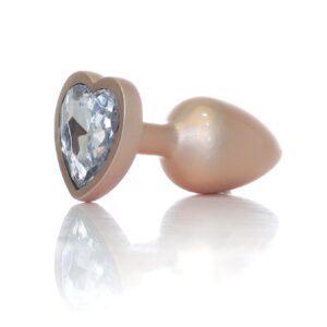 Plug-Jewellery Pearl Gold Heart PLUG- Clear S