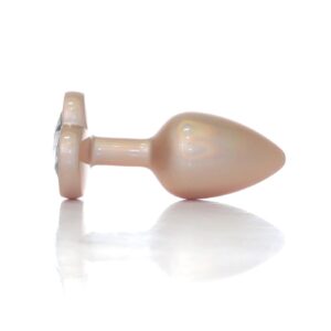 Plug-Jewellery Pearl Gold Heart PLUG- Clear S