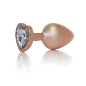 Plug-Jewellery Pearl Gold Heart PLUG- Clear M