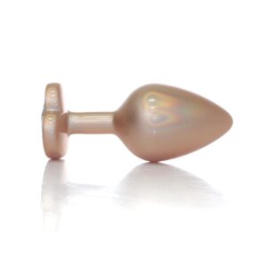 Plug-Jewellery Pearl Gold Heart PLUG- Clear M