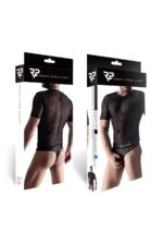 Męski komplet z elastycznej siatki koszulka + stringi XL