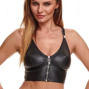 Krótki top z ekoskóry na ramiączkach od DEMONIQ M