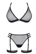 Seksowny 3-częściowy komplet bielizny z siateczki DEMONIQ L