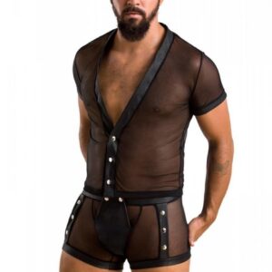 Męski komplet prześwitujące koszulka i szorty S/M