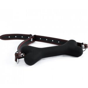 Czarny knebel w kształcie kości