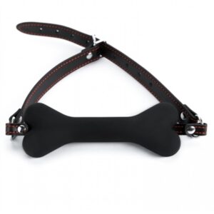 Czarny knebel w kształcie kości