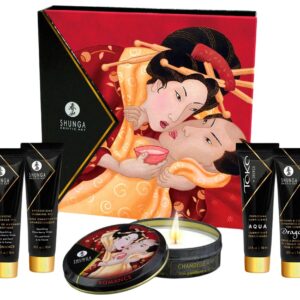 5-częściowy luksusowy zestaw Geisha's Secret Strawberry Sparkling Wine - Shunga