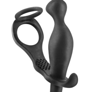 Pierścień erekcyjny z korkiem analnym od Blue Junker
