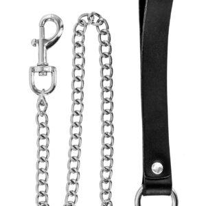 METAL LEASH WITH COW LEATHER WRIST