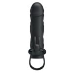 Nakładka na penisa PRETTY LOVE - PENIS SLEEVE WITH BALL STRAP vibration BLACK