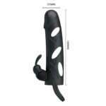 Nakładka na penisa PRETTY LOVE - PENIS SLEEVE WITH BALL STRAP vibration BLACK