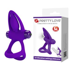PRETTY LOVE - VIBRATION COCK RING, Silikonowy pierścień 10 wibracji