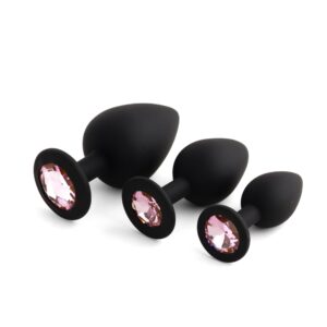 Zestaw korków analnych Jewellery - Silicone PLUG - Black